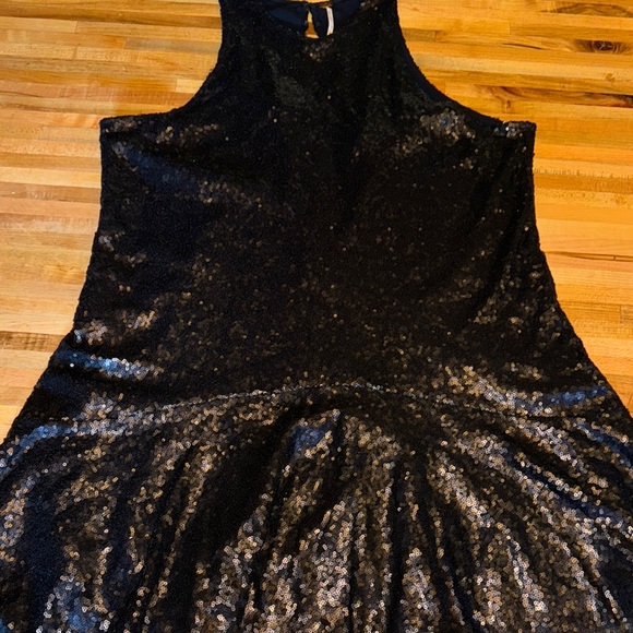 Free People Liquid Shine Black Sequin Mini Dress M - Picture 4 of 7